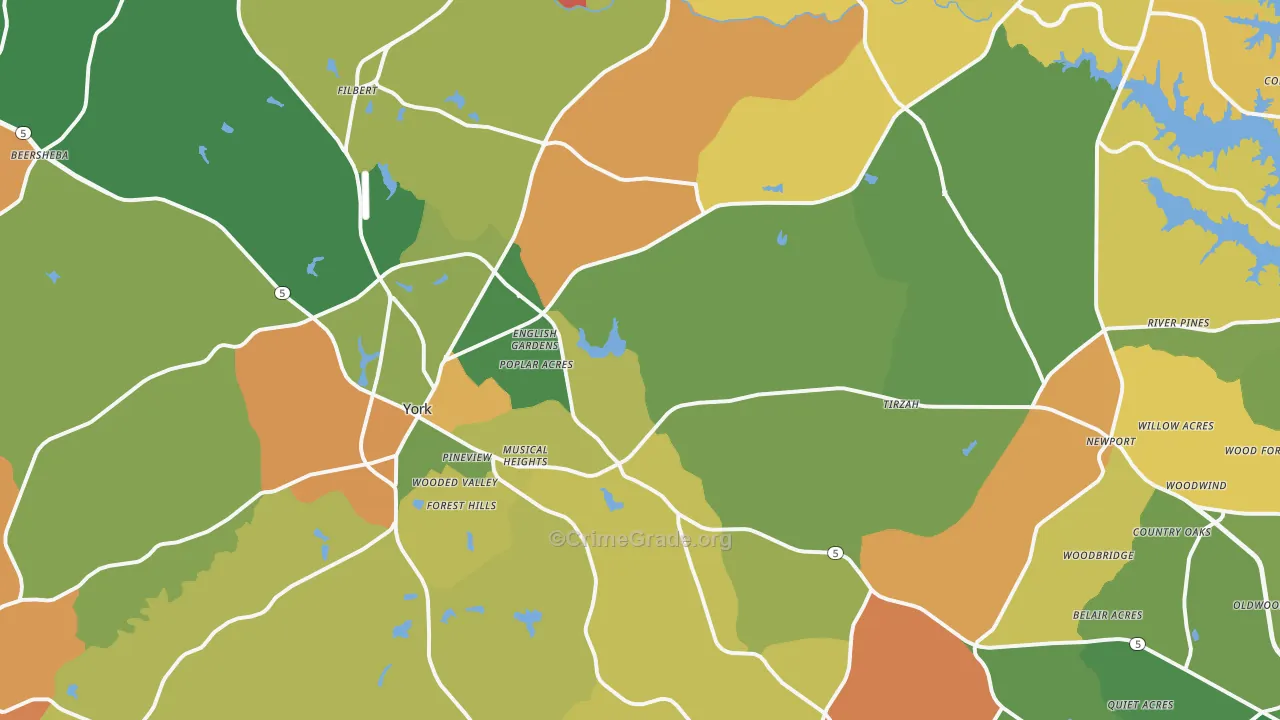 York, SC Map of Drug-Related Crime Rates
