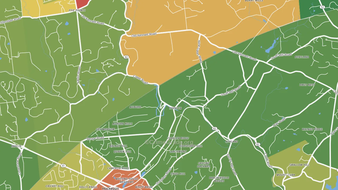 Yorklyn, DE Map of Drug-Related Crime Rates