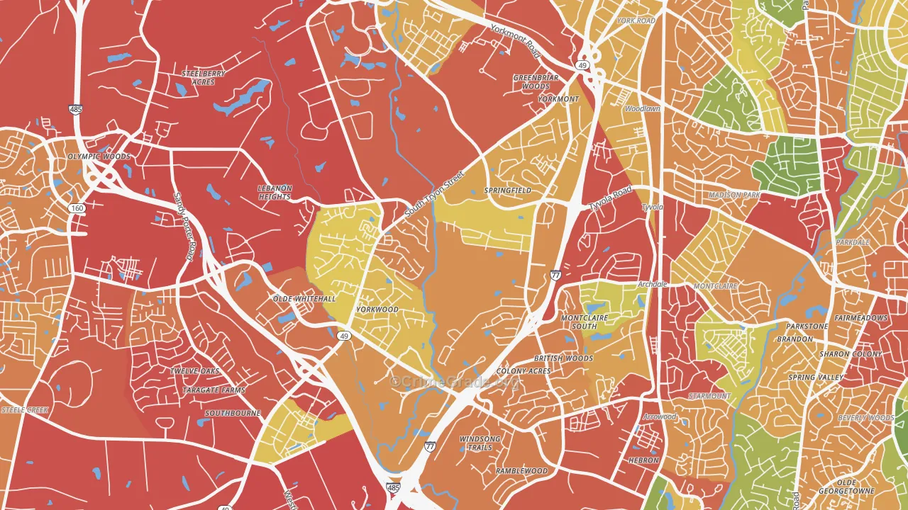 Yorkmount, Charlotte, NC Map of Drug-Related Crime Rates