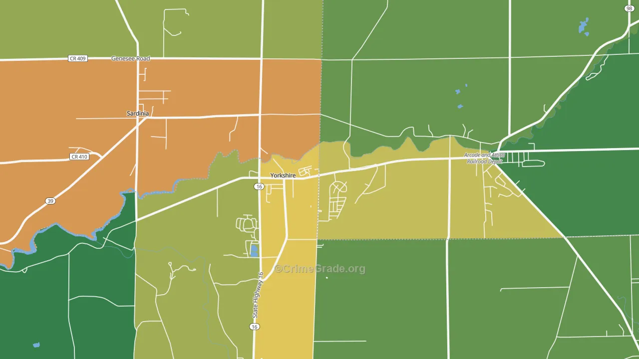 Yorkshire, NY Map of Drug-Related Crime Rates