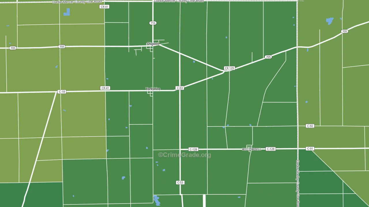 Yorkshire, OH Map of Drug-Related Crime Rates
