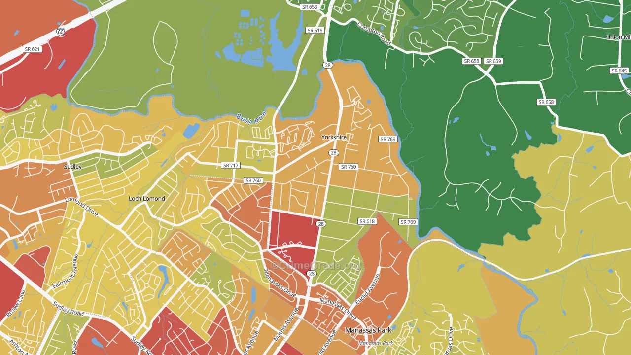 Yorkshire, VA Map of Drug-Related Crime Rates