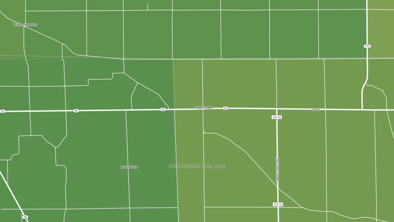 Yorktown, IL Map of Drug-Related Crime Rates
