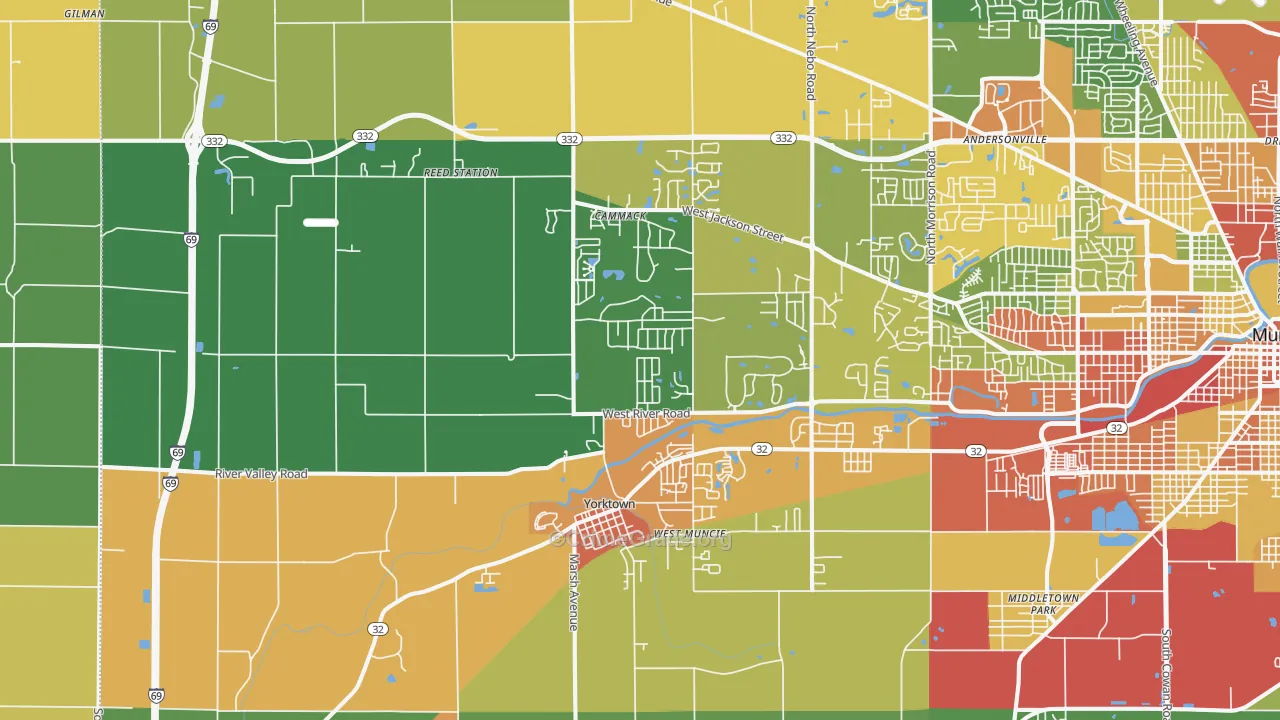 Yorktown, IN Map of Drug-Related Crime Rates
