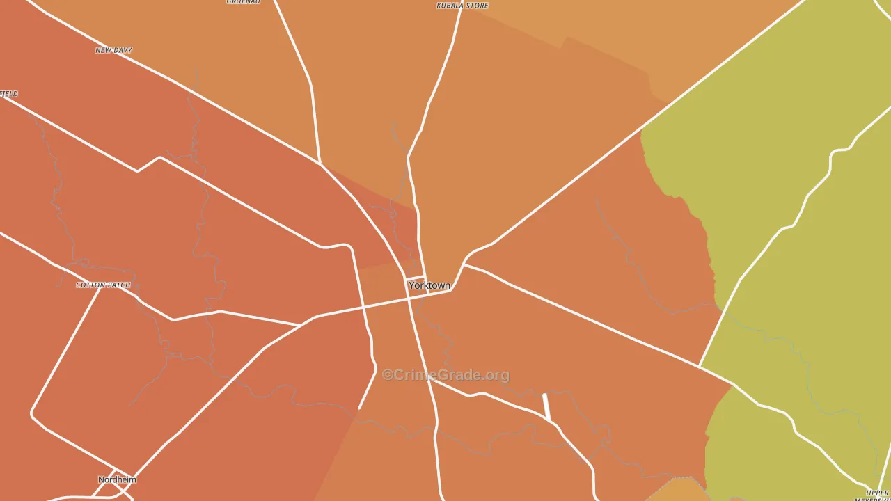 Yorktown, TX Map of Drug-Related Crime Rates