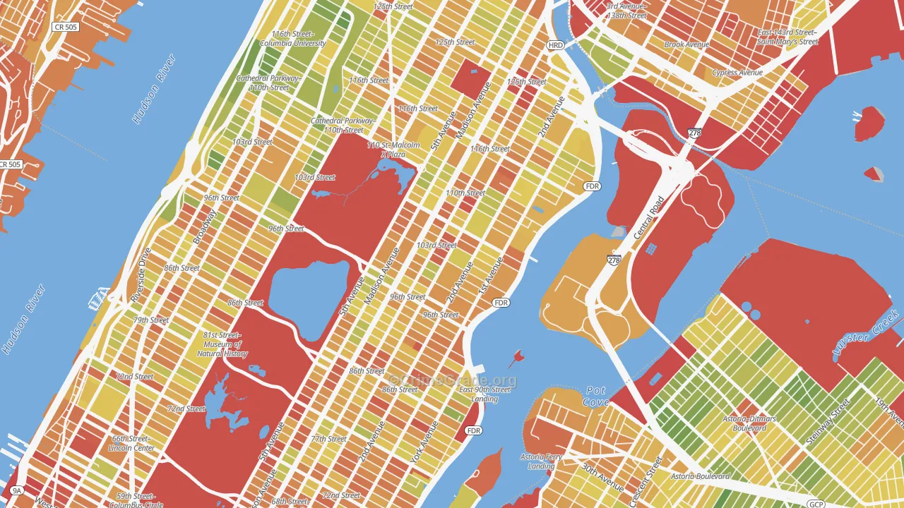 Yorkville, Manhattan, NY Map of Drug-Related Crime Rates