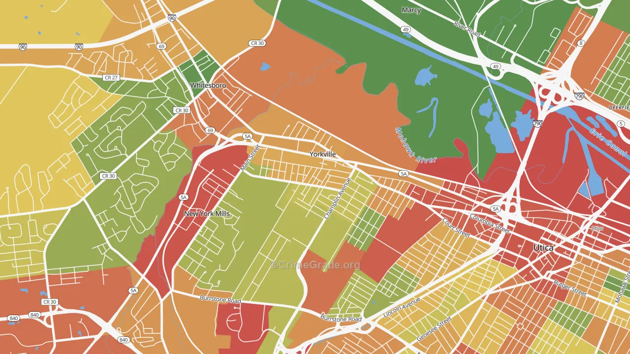 Yorkville, NY Map of Drug-Related Crime Rates