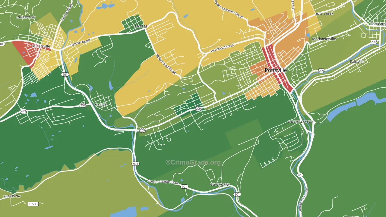 Yorkville, Pottsville, PA Map of Drug-Related Crime Rates