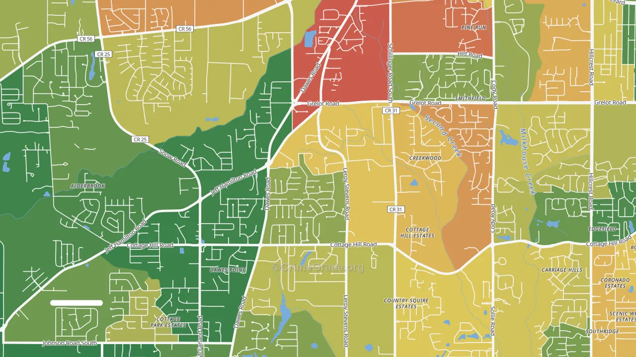 Yorkwood, Mobile, AL Map of Drug-Related Crime Rates