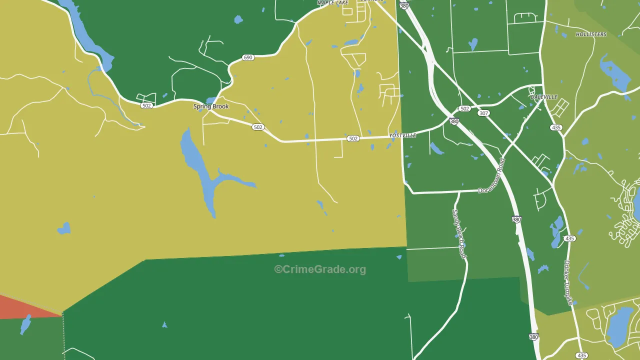 Yostville, PA Map of Drug-Related Crime Rates