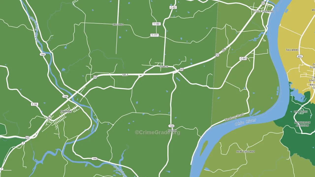 Youba, OH Map of Drug-Related Crime Rates