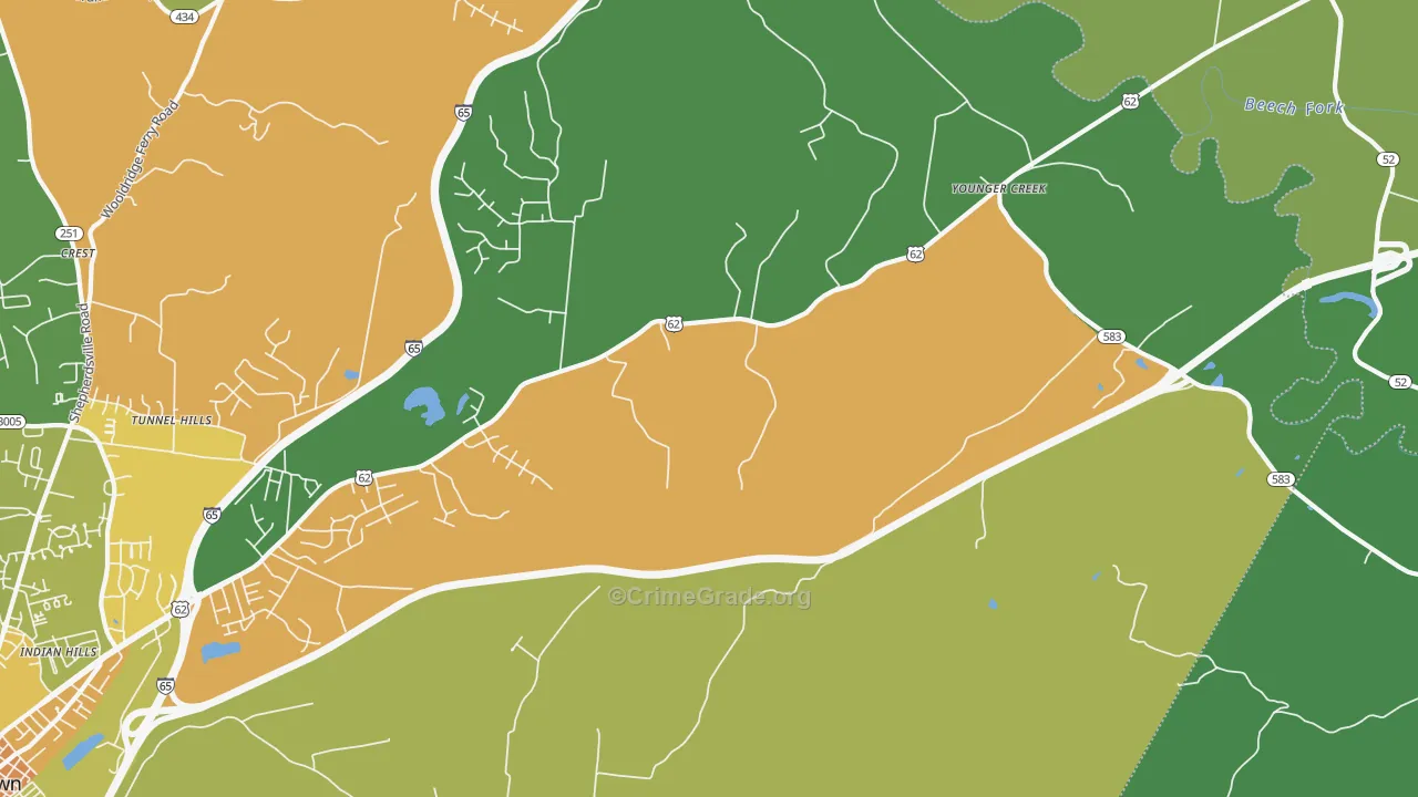 Younger Creek, KY Map of Drug-Related Crime Rates