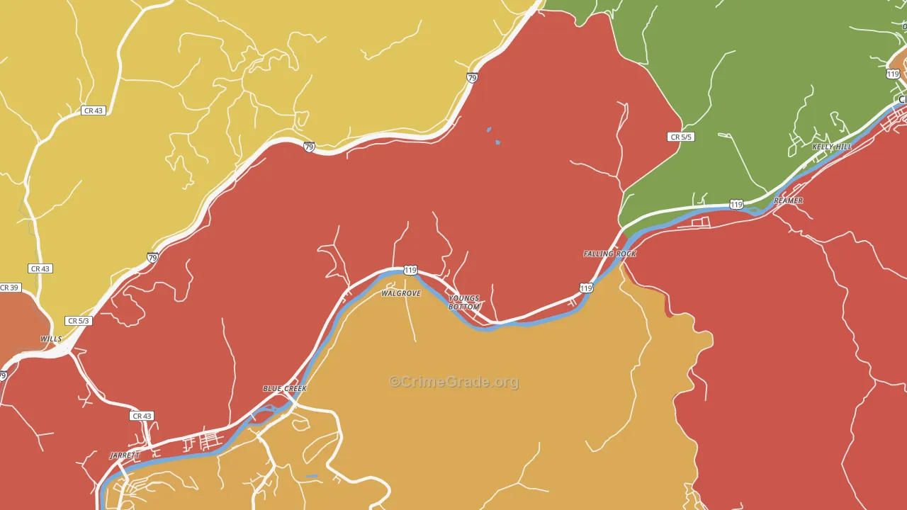 Youngs Bottom, WV Map of Drug-Related Crime Rates