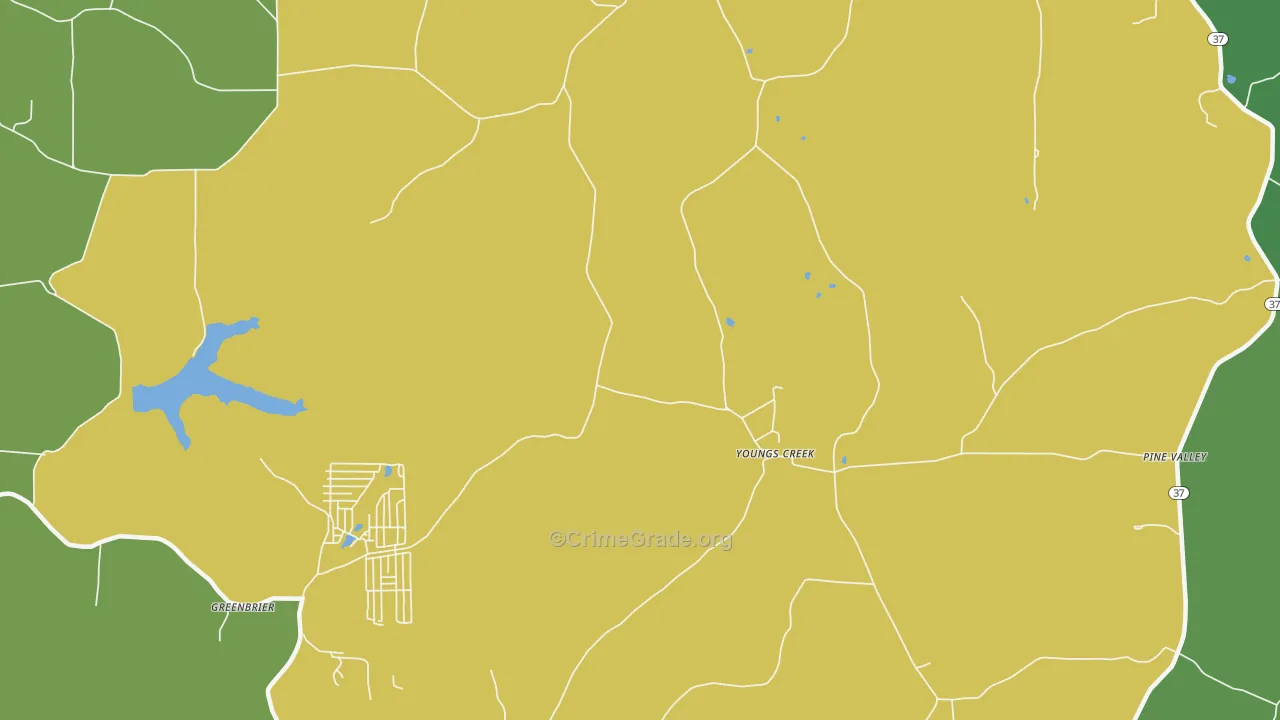 Youngs Creek, IN Map of Drug-Related Crime Rates