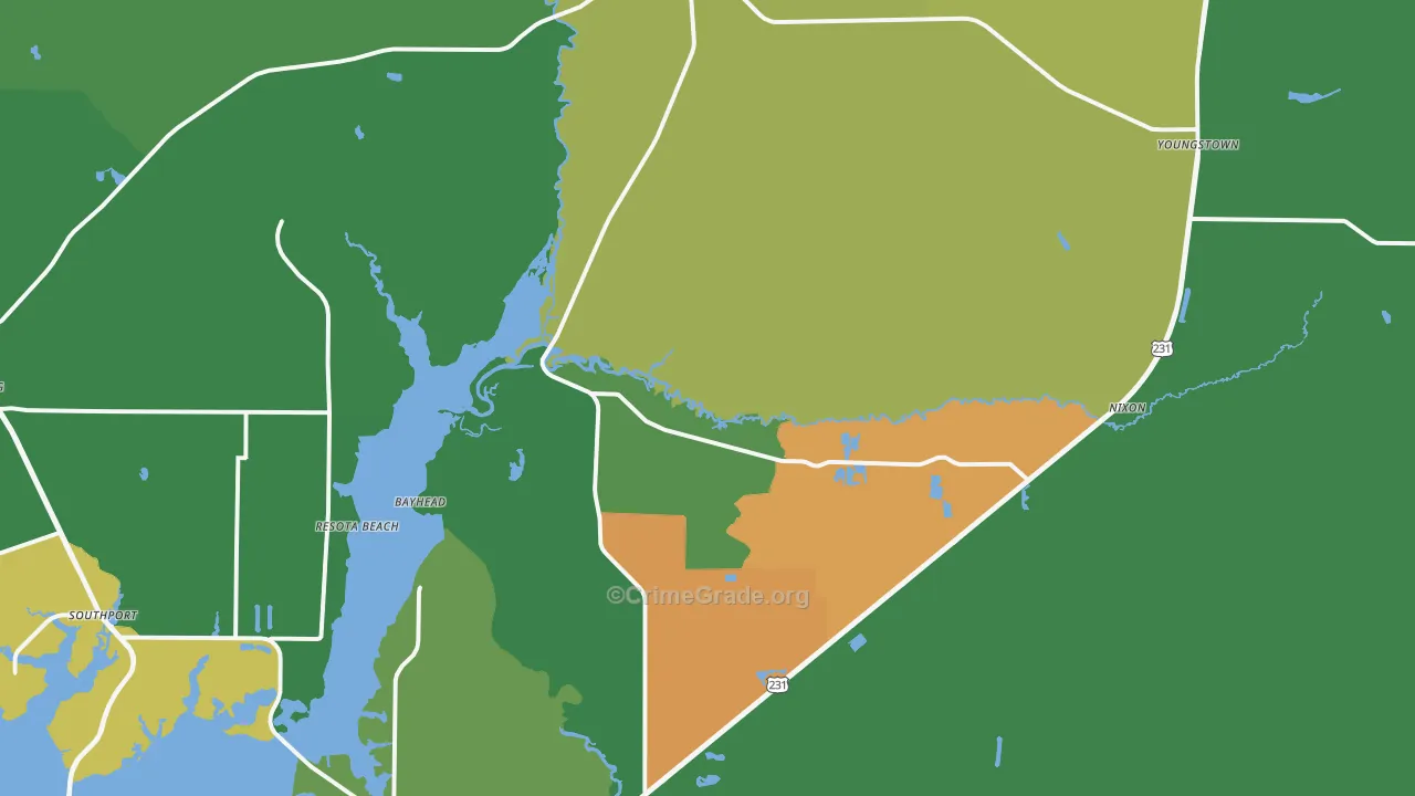 Youngstown, FL Map of Drug-Related Crime Rates
