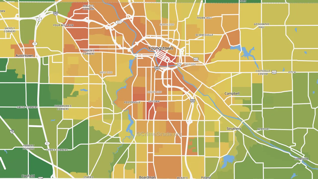 Youngstown, OH Map of Drug-Related Crime Rates