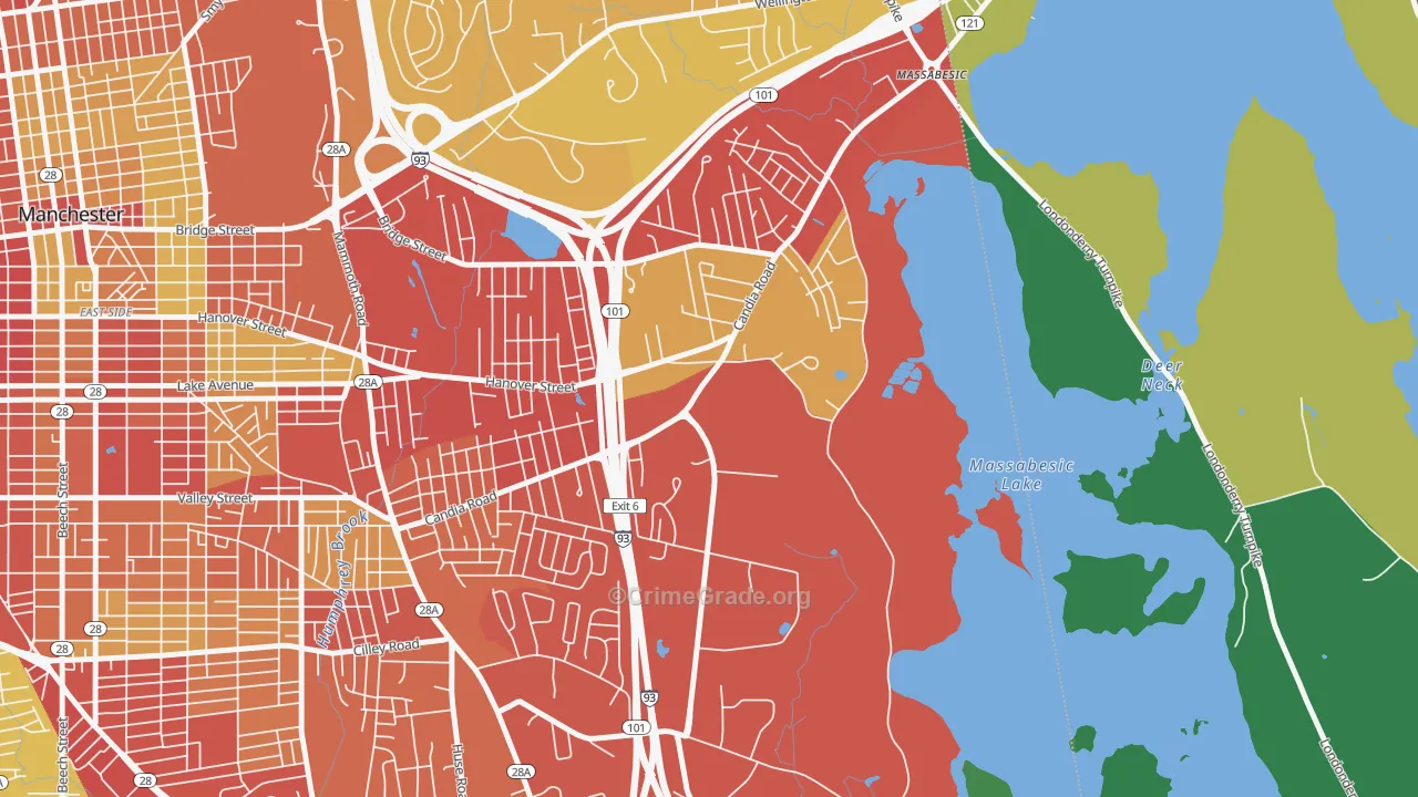 Youngsville, Manchester, NH Map of Drug-Related Crime Rates