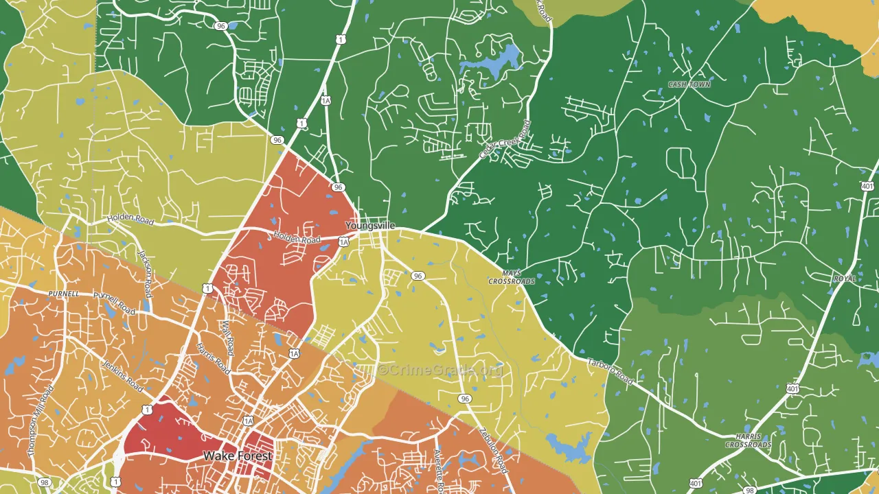Youngsville, NC Map of Drug-Related Crime Rates