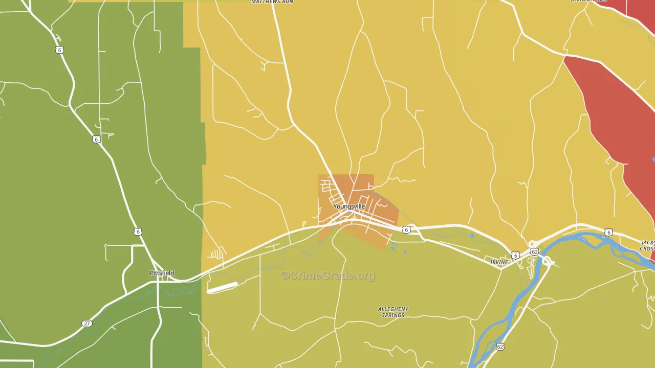 Youngsville, PA Map of Drug-Related Crime Rates