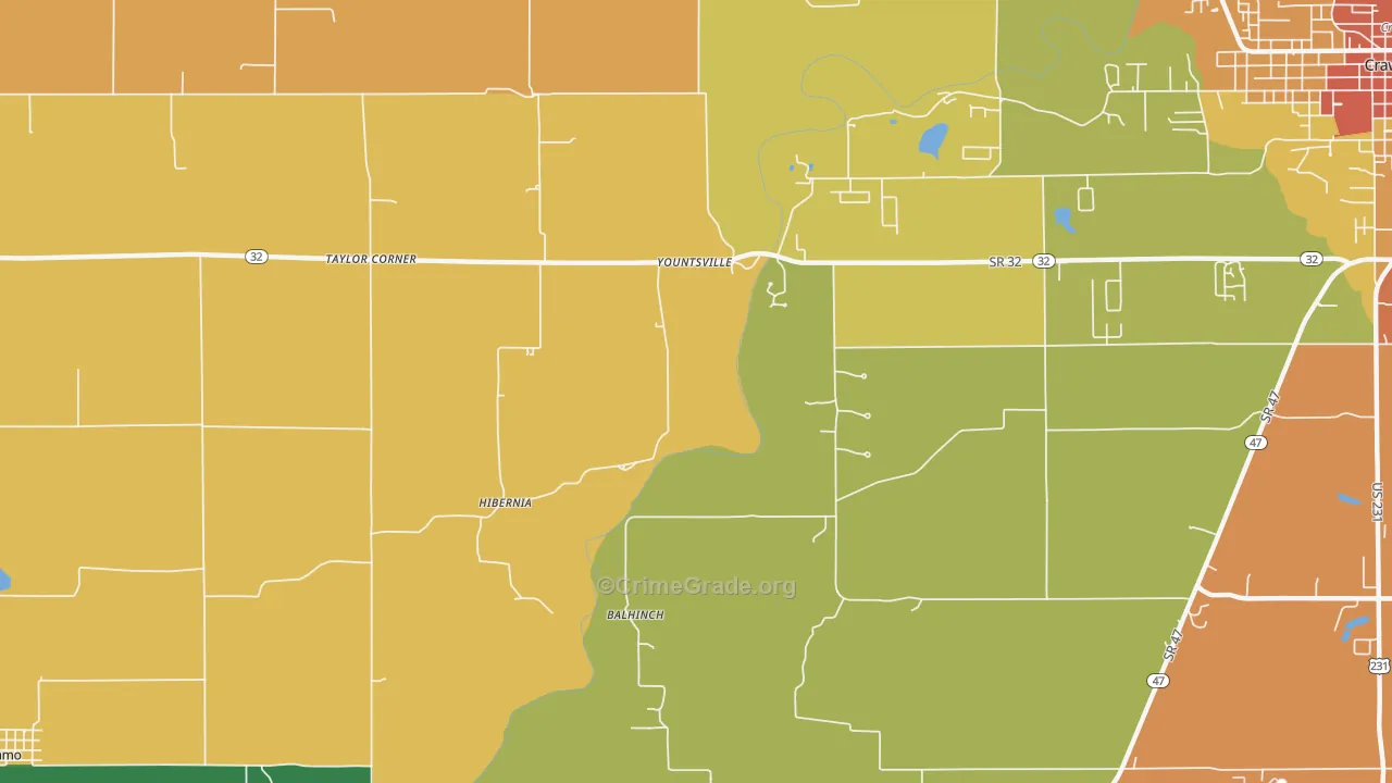 Yountsville, IN Map of Drug-Related Crime Rates