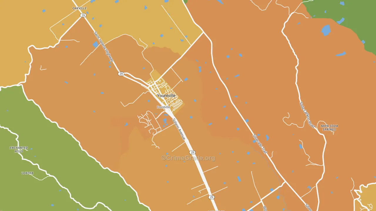 Yountville, CA Map of Drug-Related Crime Rates