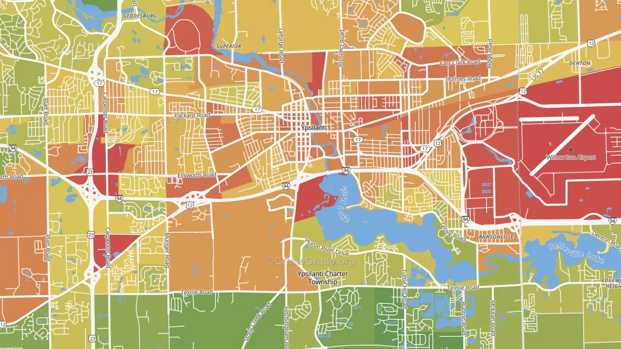 Ypsilanti, MI Map of Drug-Related Crime Rates