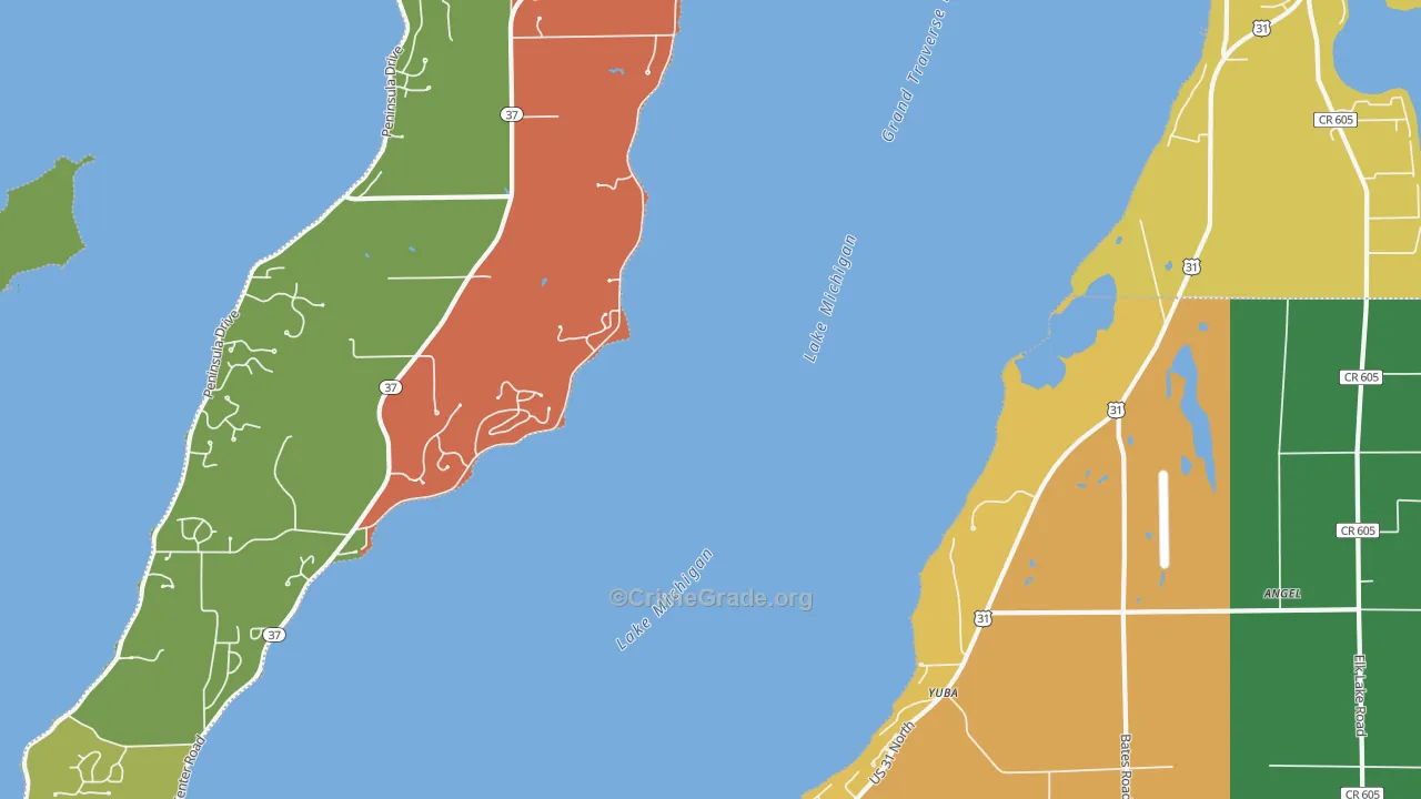 Yuba, MI Map of Drug-Related Crime Rates