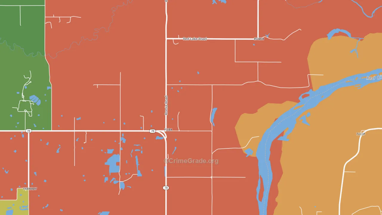 Yuba, OK Map of Drug-Related Crime Rates