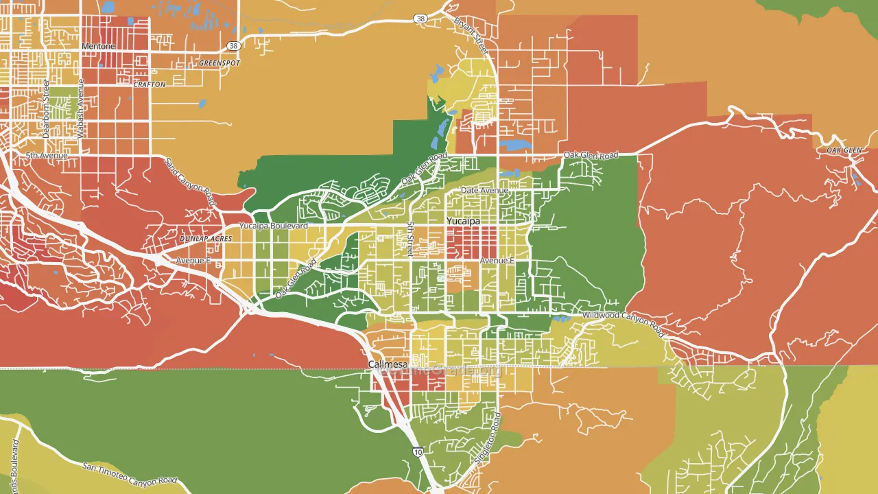Yucaipa, CA Map of Drug-Related Crime Rates