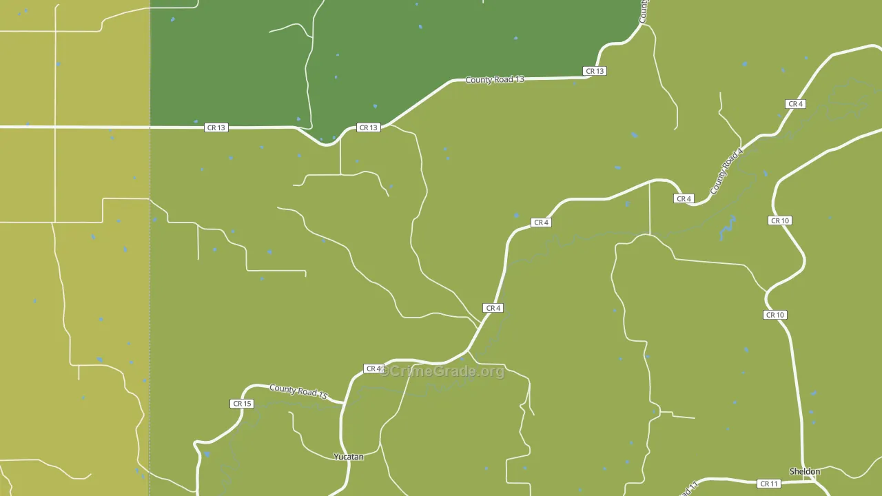 Yucatan, MN Map of Drug-Related Crime Rates
