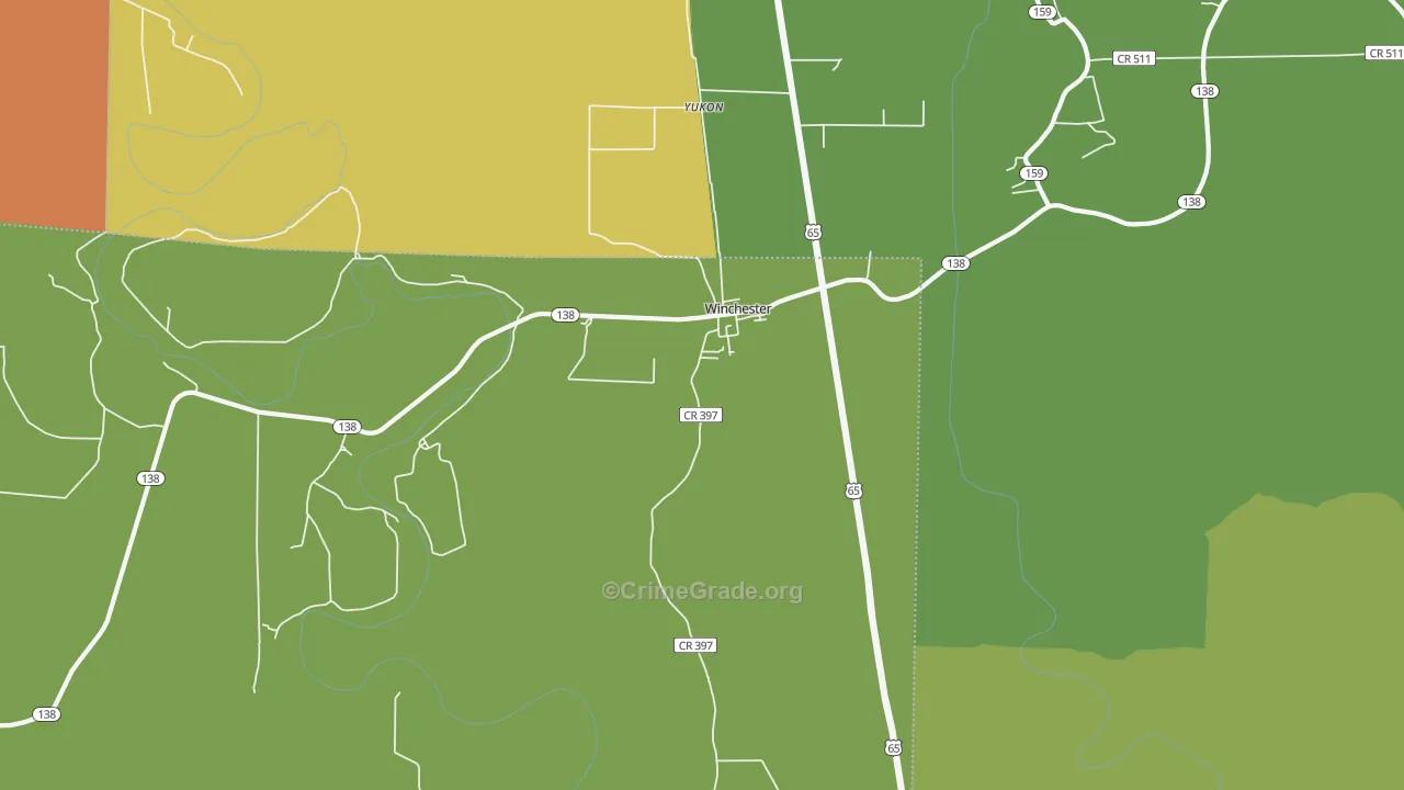 Yukon, AR Map of Drug-Related Crime Rates