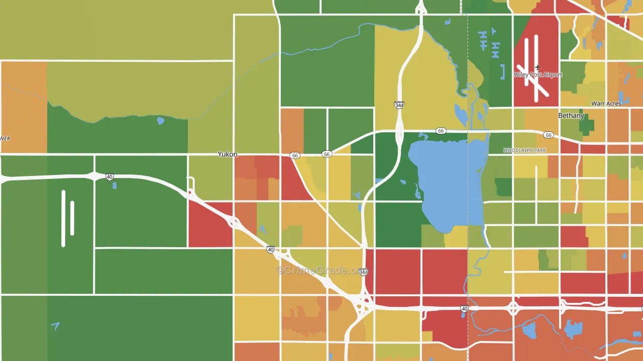 Yukon, OK Map of Drug-Related Crime Rates