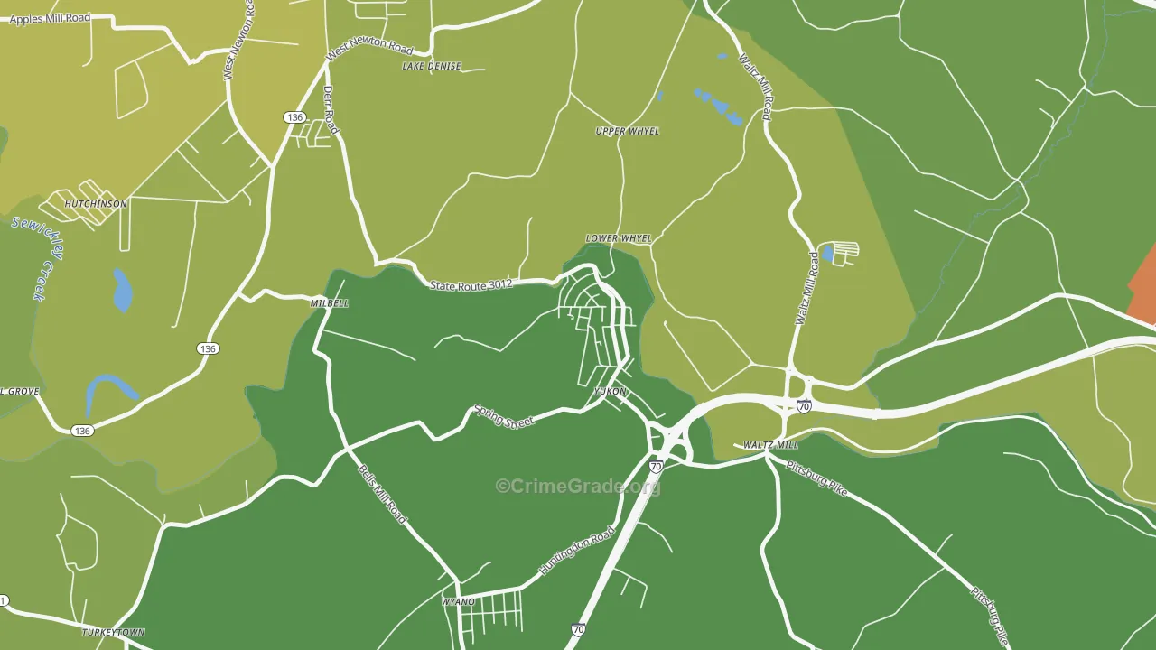 Yukon, PA Map of Drug-Related Crime Rates