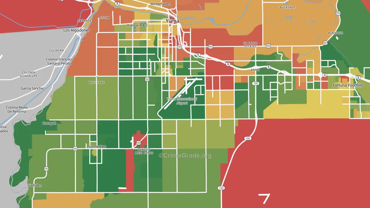 Yuma County, AZ Map of Drug-Related Crime Rates