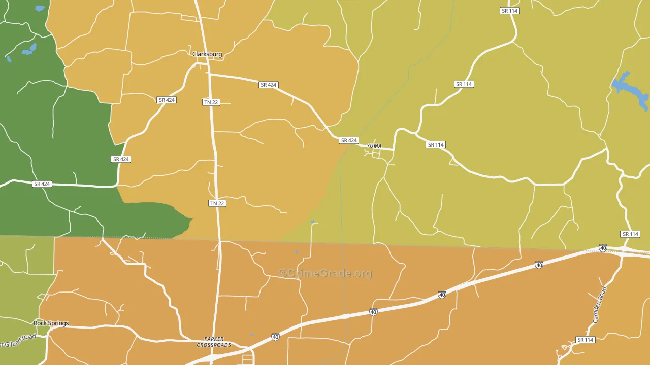 Yuma, TN Map of Drug-Related Crime Rates