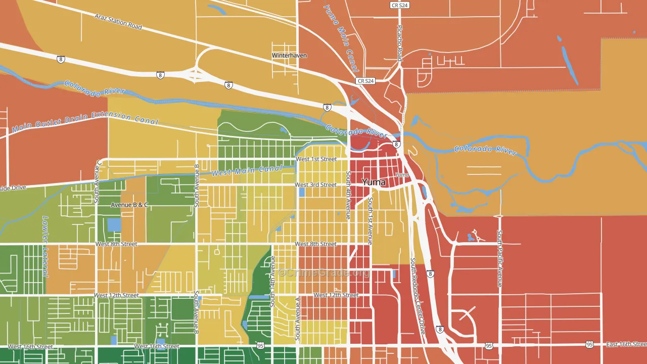 Yuma Townsite, Yuma, AZ Map of Drug-Related Crime Rates