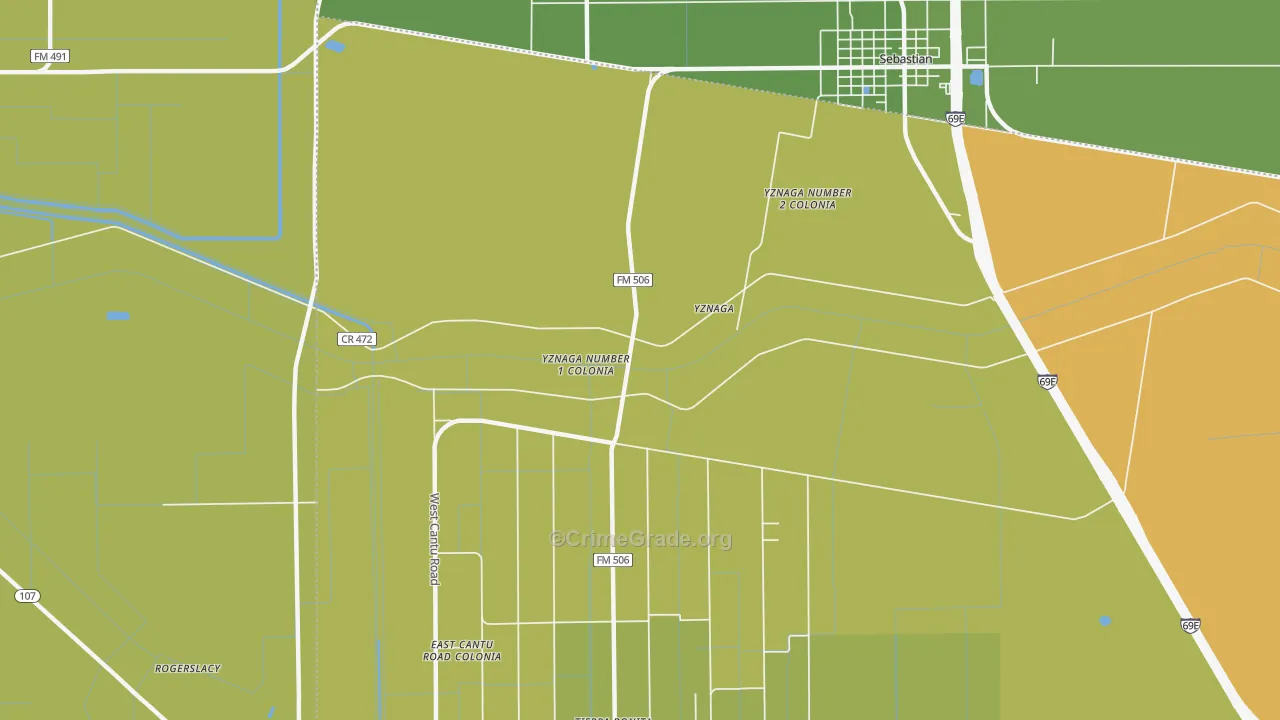 Yznaga, TX Map of Drug-Related Crime Rates