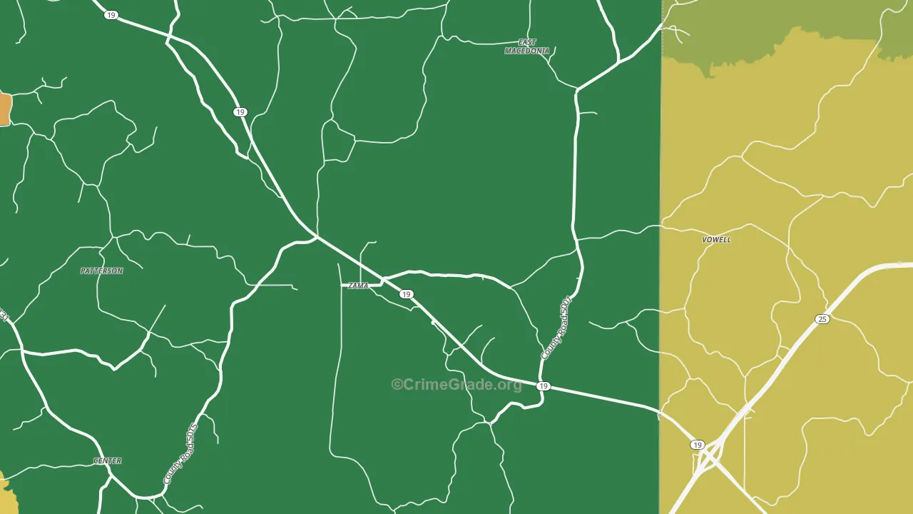 Zama, MS Map of Drug-Related Crime Rates
