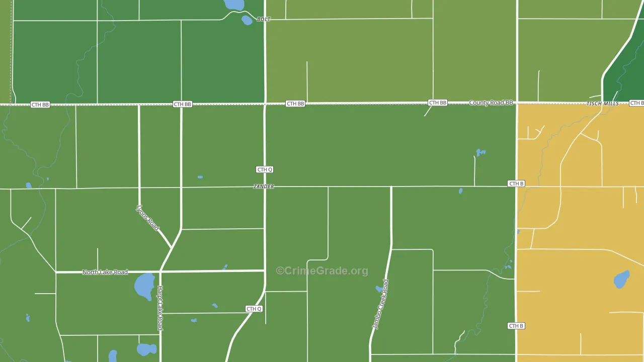 Zander, WI Map of Drug-Related Crime Rates
