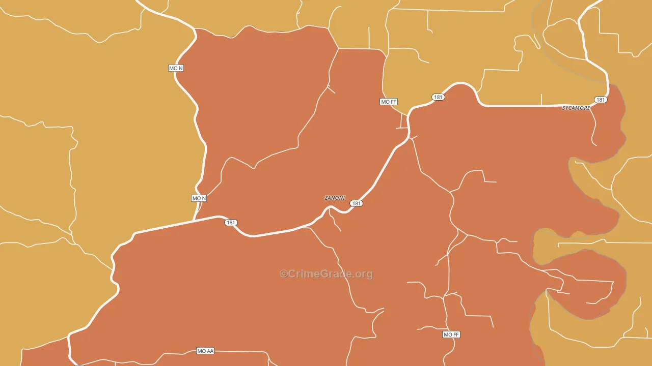 Zanoni, MO Map of Drug-Related Crime Rates