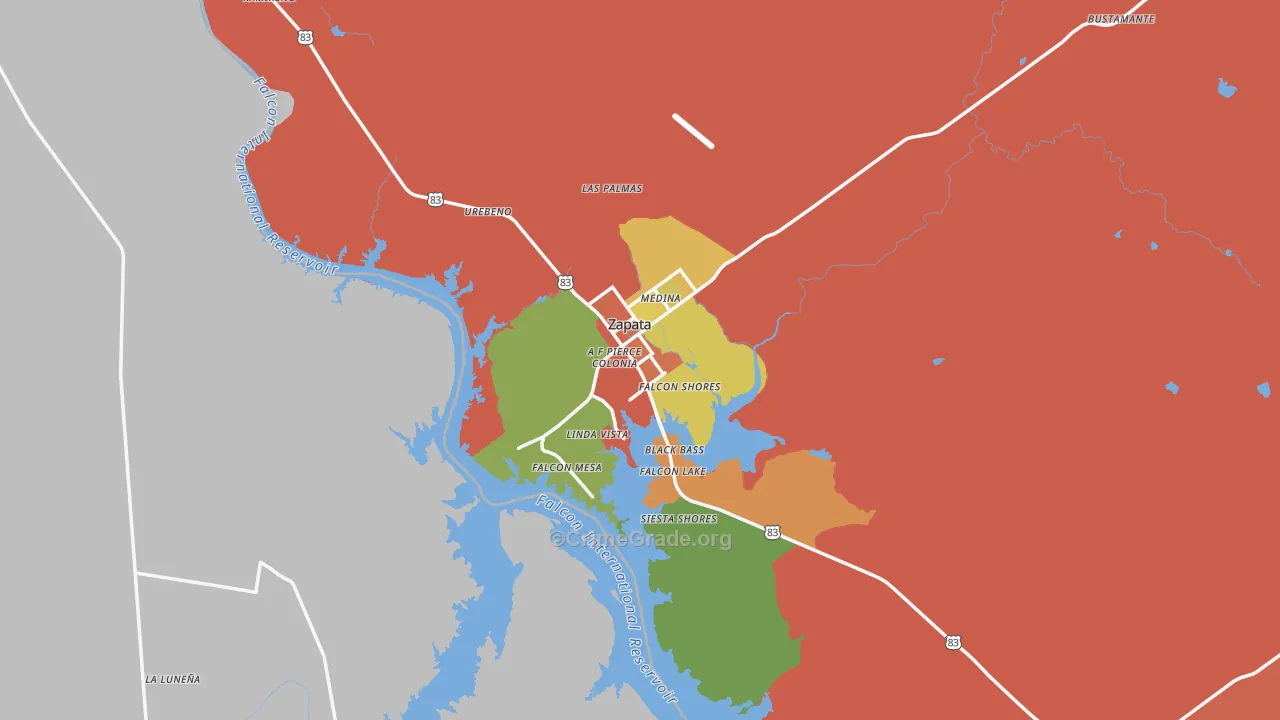 Zapata County, TX Map of Drug-Related Crime Rates