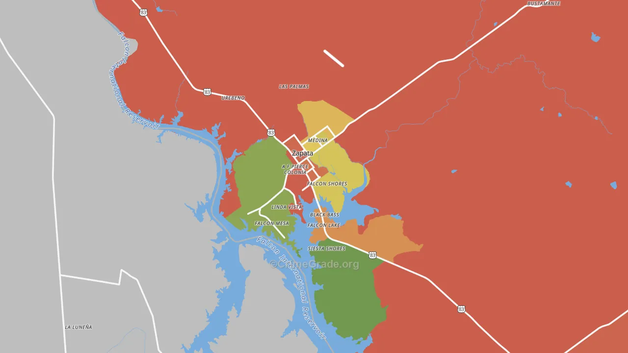 Zapata, TX Map of Drug-Related Crime Rates