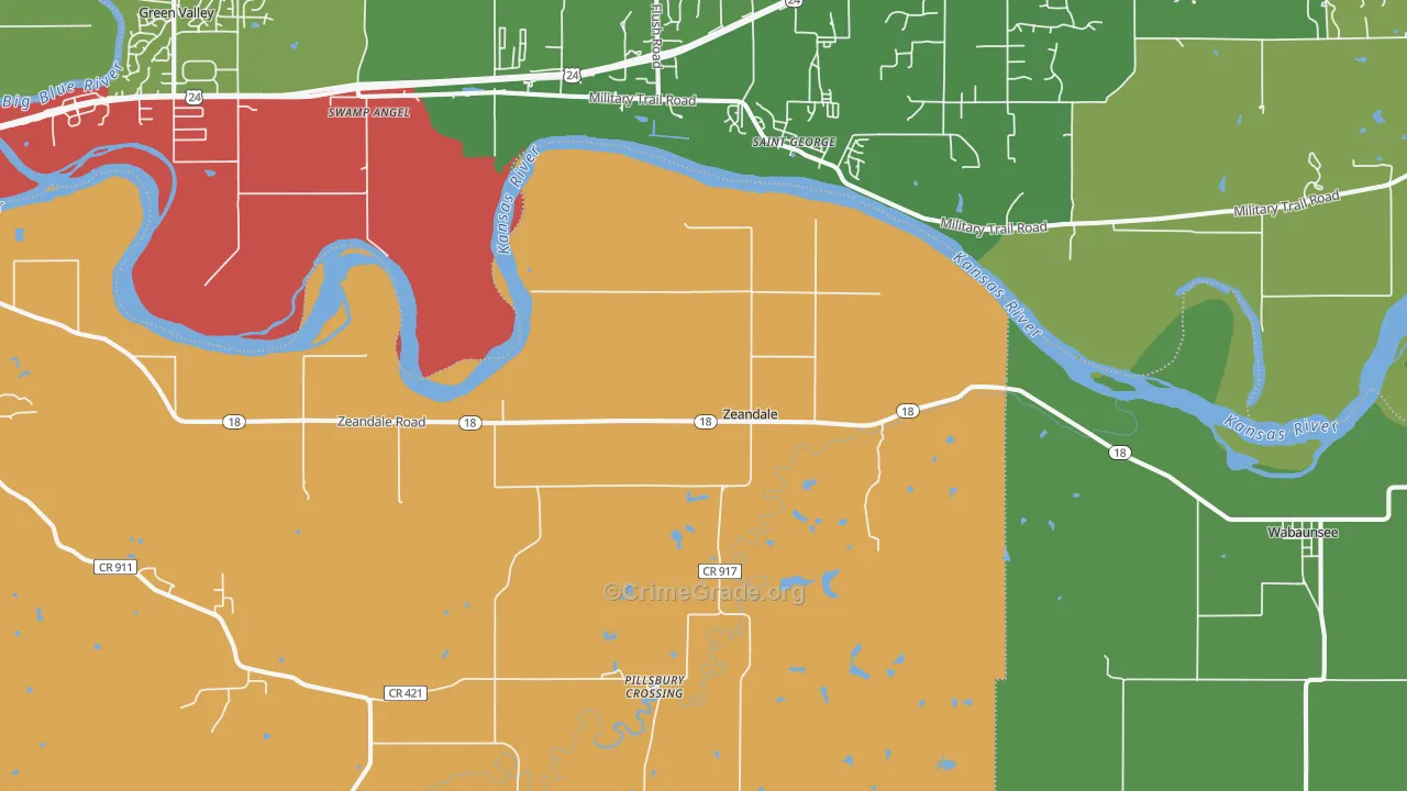 Zeandale, KS Map of Drug-Related Crime Rates