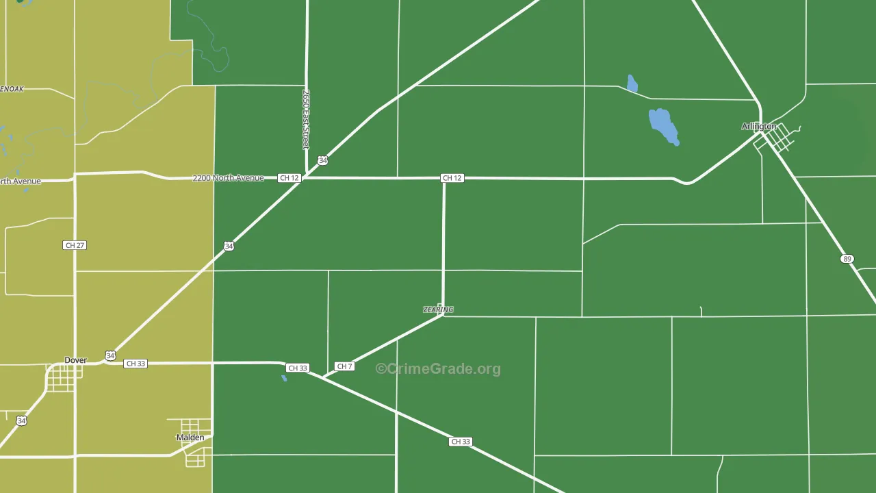 Zearing, IL Map of Drug-Related Crime Rates