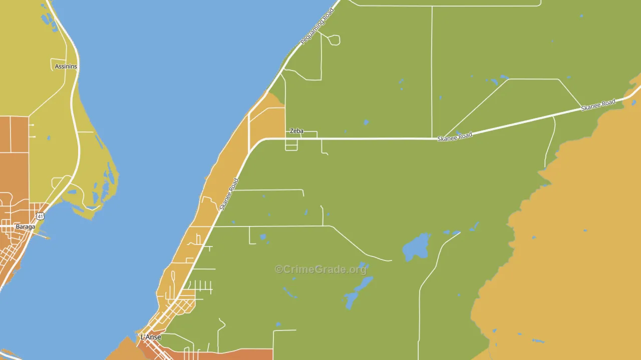 Zeba, MI Map of Drug-Related Crime Rates