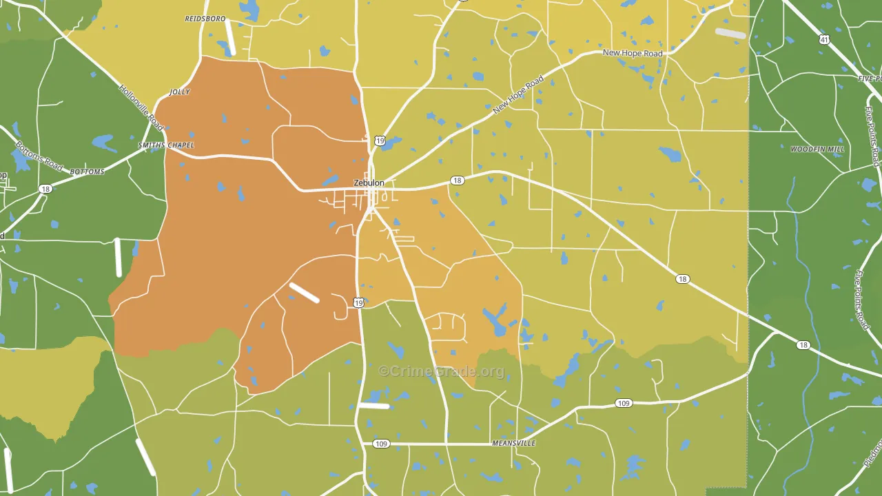 Zebulon, GA Map of Drug-Related Crime Rates