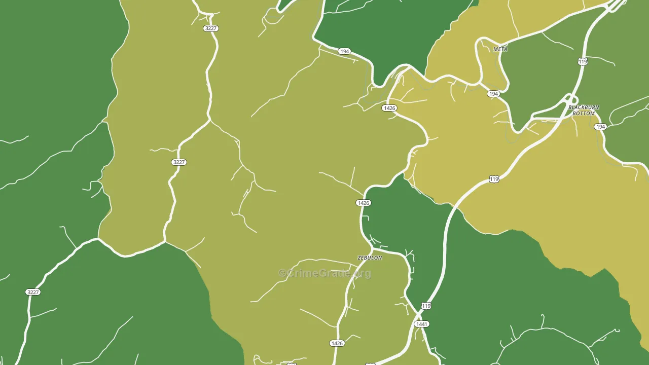 Zebulon, KY Map of Drug-Related Crime Rates