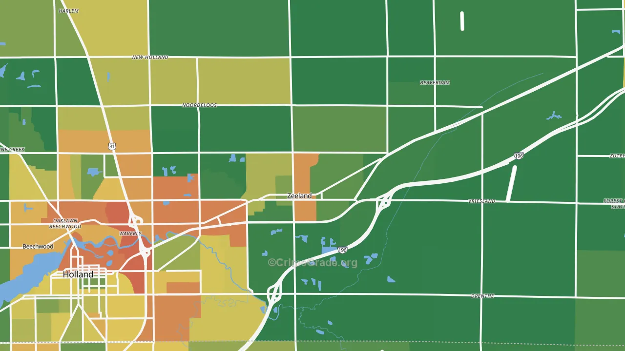 Zeeland, MI Map of Drug-Related Crime Rates