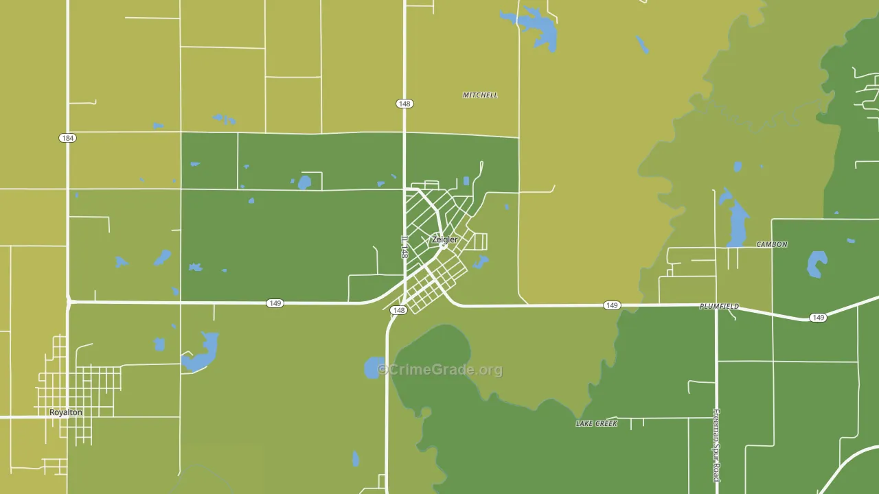 Zeigler, IL Map of Drug-Related Crime Rates