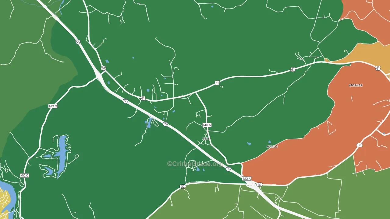 Zell, MO Map of Drug-Related Crime Rates